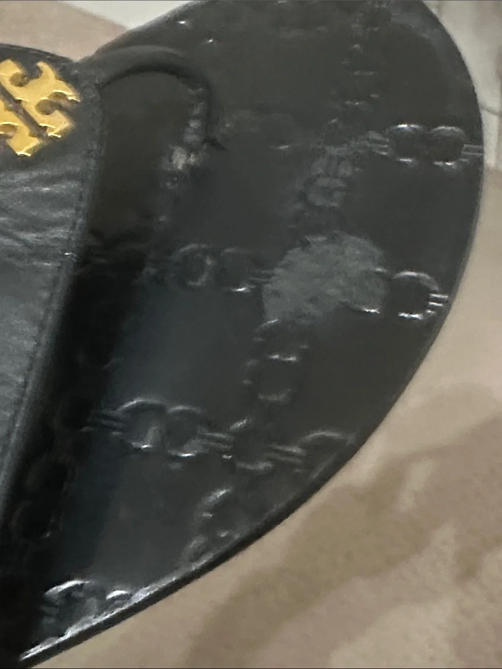Tory Burch Black Flip Flop Sandals with Gold Logo
